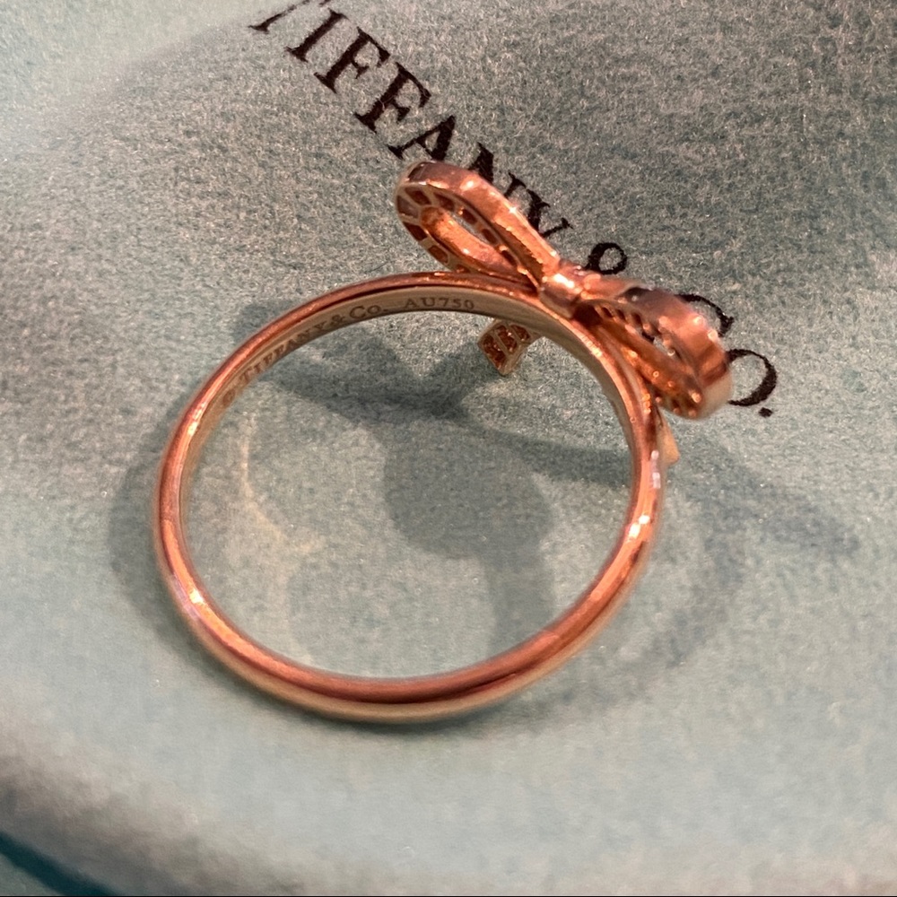 Tiffany’s Rose Gold Diamond Bow Ring - Size 6.5 - Picture 4 of 8